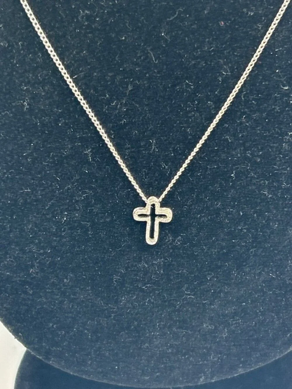Womens Dainty Real Silver Cross Pendant Thin Chain Plated Stainless Steel